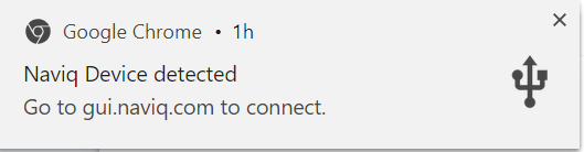 USB Connection Pop-up
